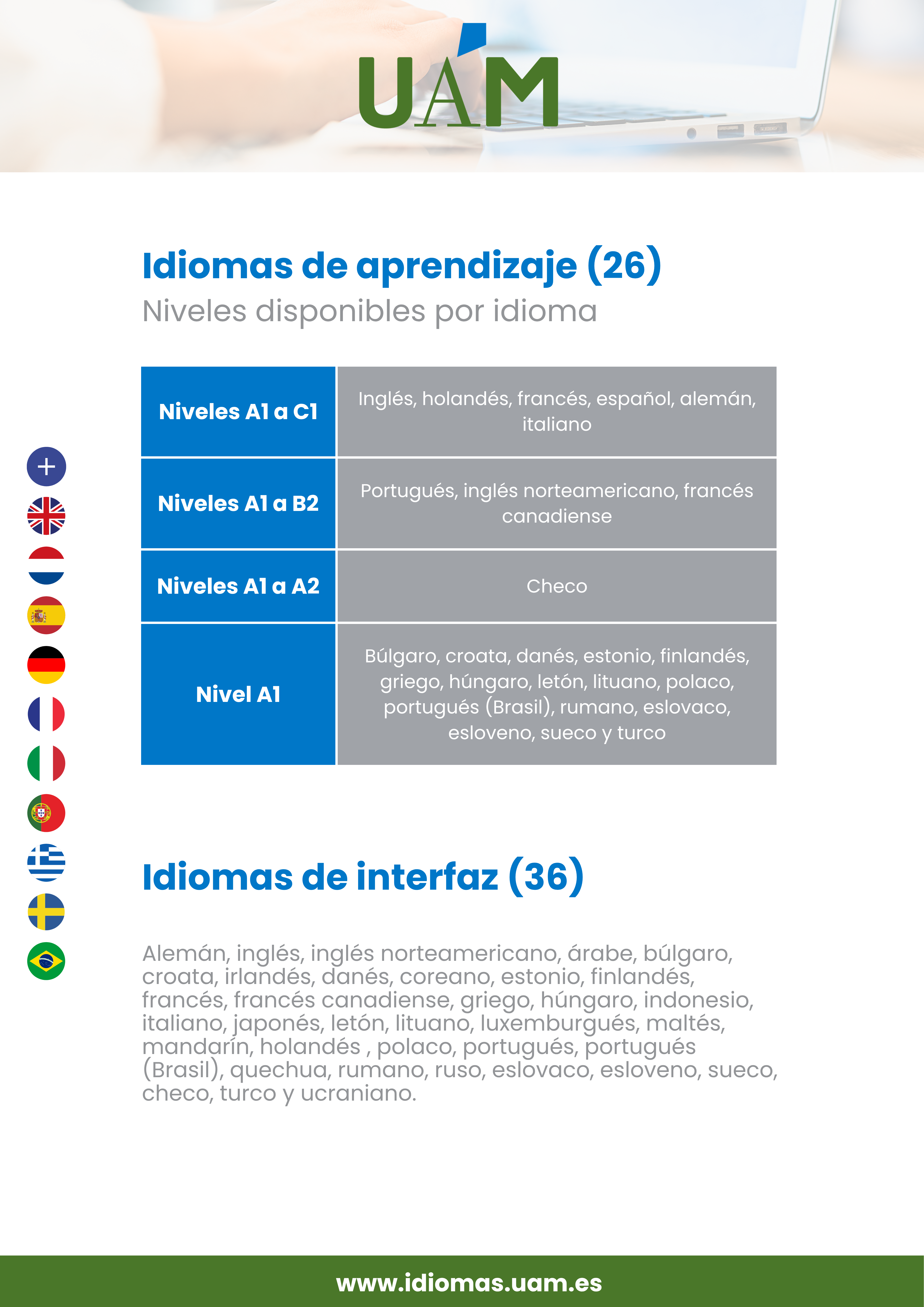 Idiomas que puede aprender